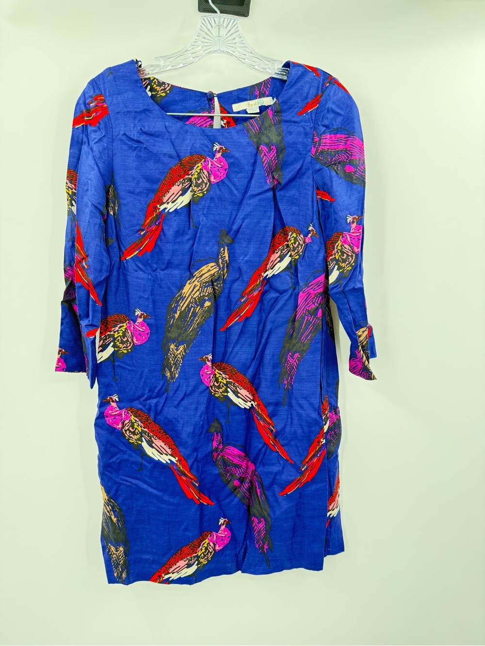 Boden Viscose & Silk Peacock Print 3/4 Sleeve Tunic Dress Sizeβ Small